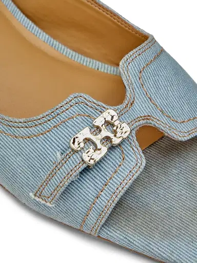 Ganni Women's Butterfly Wedge Denim Mule Sandals - Niagara Mist | Thumbnail 4 Ganni Women's Butterfly Wedge Denim Mule Sandals - Niagara Mist | Thumbnail 4