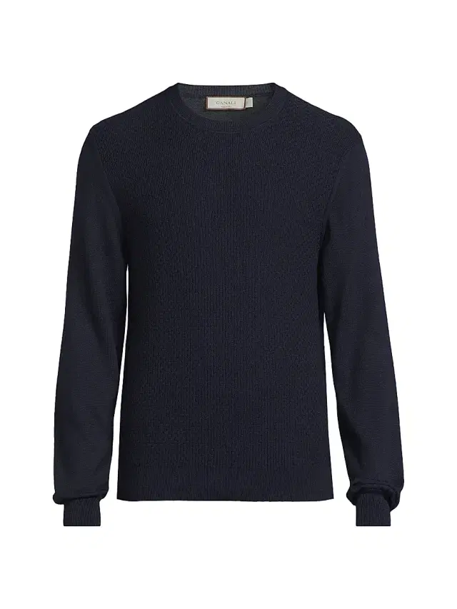Canali Men's Textured Crewneck Sweater - Navy