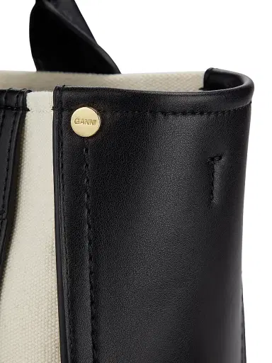 Ganni Women's Small Canvas Pocket Tote Bag - Black | Thumbnail 8