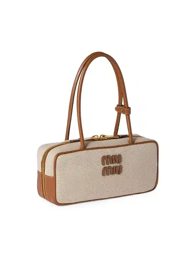 Miu Miu Women's Beau Canvas and Leather Top Handle Bag | Thumbnail 2 Miu Miu Women's Beau Canvas and Leather Top Handle Bag | Thumbnail 2