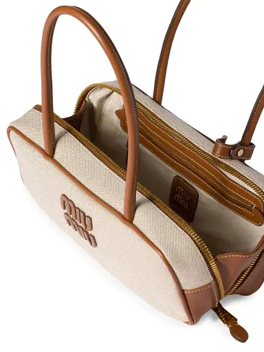 Miu Miu Women's Beau Canvas and Leather Top Handle Bag | Thumbnail 6 Miu Miu Women's Beau Canvas and Leather Top Handle Bag | Thumbnail 6