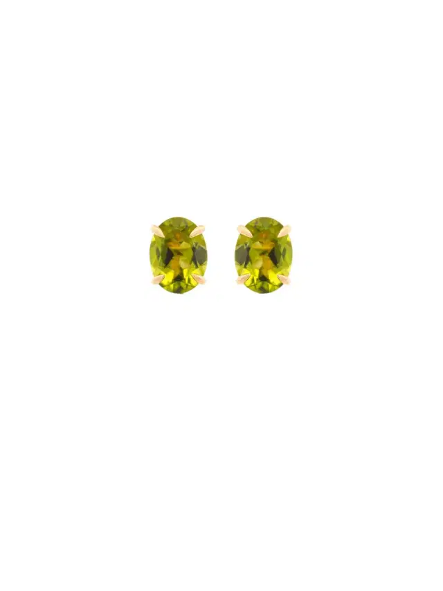 Wish Fine Jewelry 3.64ct Peridoto 18K Gold Stud Earrings