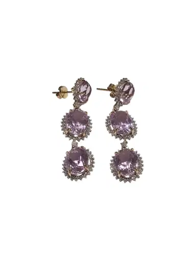 Wish Fine Jewelry Kunzite Diamond 18K Gold Earrings | Thumbnail 1 Wish Fine Jewelry Kunzite Diamond 18K Gold Earrings | Thumbnail 1