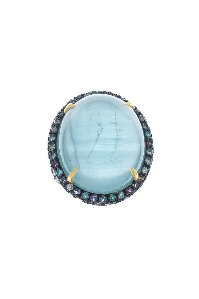 Purple Sapphire Paraiba Diamond Ring