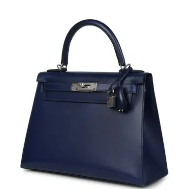 HERMÈS Pre-owned Hermes Kelly Sellier 28 Bleu Saphir Box Palladium Hardware | Thumbnail 5