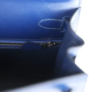 HERMÈS Pre-owned Hermes Kelly Sellier 28 Bleu Saphir Box Palladium Hardware | Thumbnail 9