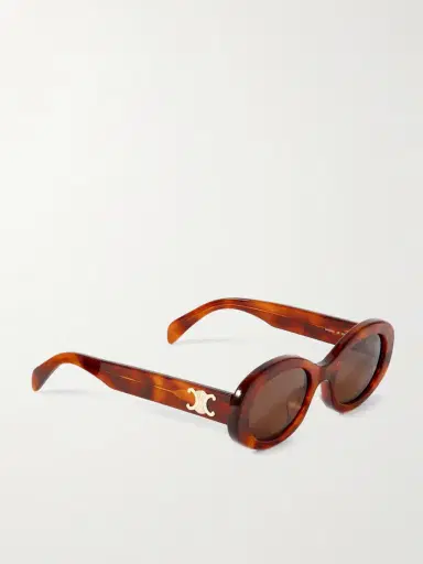 CELINE Eyewear Triomphe Oval-frame Tortoiseshell Acetate Sunglasses | Thumbnail 3 CELINE Eyewear Triomphe Oval-frame Tortoiseshell Acetate Sunglasses | Thumbnail 3