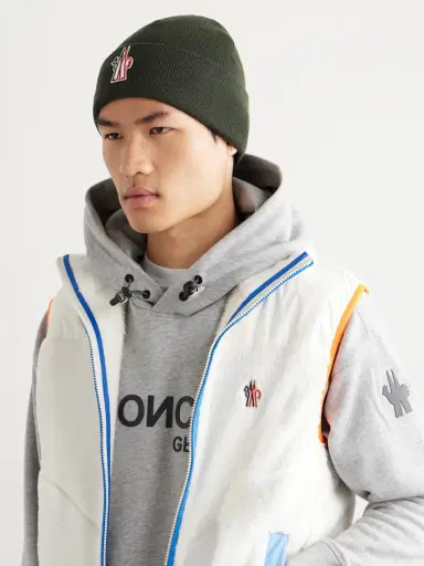 Moncler Grenoble Logo-Appliquéd Ribbed Wool Beanie - Men | Thumbnail 2