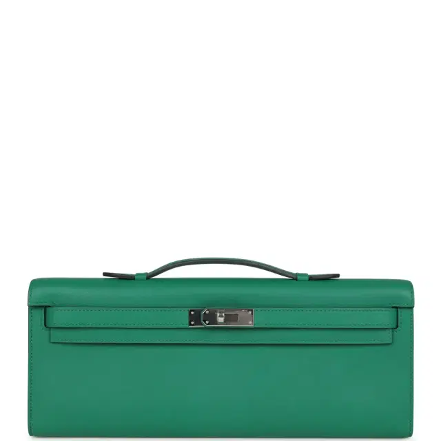 hermes Hermes Kelly Cut Vert Vertigo Swift Palladium Hardware