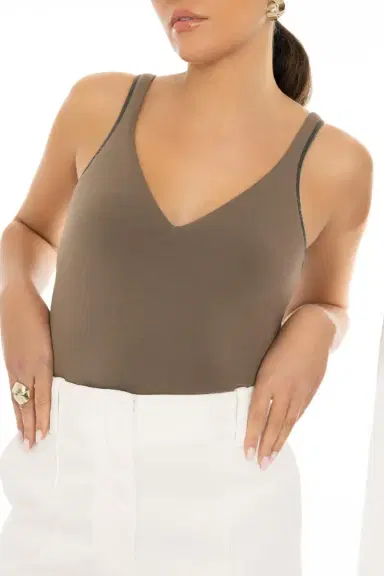 Brunello Cucinelli Stretch Tank - Chocolate | Thumbnail 3