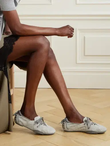 Acne Studios Leather-trimmed Suede Ballet Flats | Thumbnail 2 Acne Studios Leather-trimmed Suede Ballet Flats | Thumbnail 2