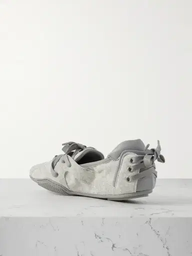 Acne Studios Leather-trimmed Suede Ballet Flats | Thumbnail 3 Acne Studios Leather-trimmed Suede Ballet Flats | Thumbnail 3