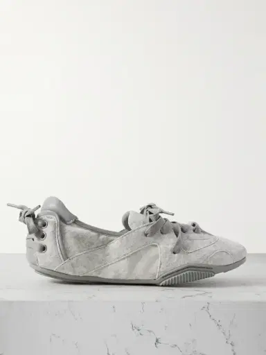 Acne Studios Leather-trimmed Suede Ballet Flats | Thumbnail 1 Acne Studios Leather-trimmed Suede Ballet Flats | Thumbnail 1
