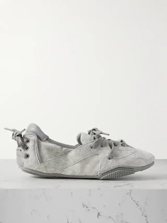Acne Studios Leather-trimmed Suede Ballet Flats