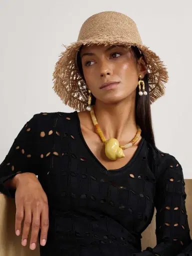 Zimmermann Fringed Macramé Raffia Bucket Hat | Thumbnail 2