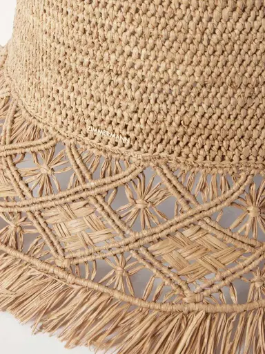 Zimmermann Fringed Macramé Raffia Bucket Hat | Thumbnail 3