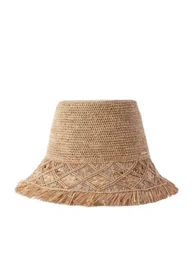 Zimmermann Fringed Macramé Raffia Bucket Hat | Thumbnail 1