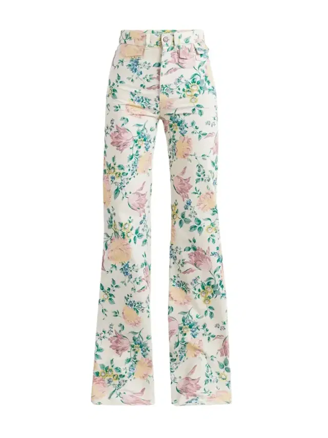 Floral-print High-rise Straight-leg Jeans
