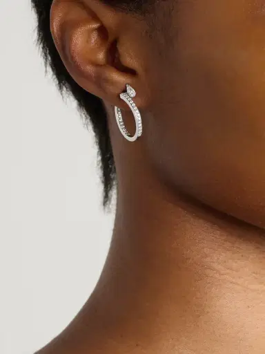 Repossi Serti Sur Vide 18-karat White Gold Diamond Single Hoop Earring | Thumbnail 2 Repossi Serti Sur Vide 18-karat White Gold Diamond Single Hoop Earring | Thumbnail 2