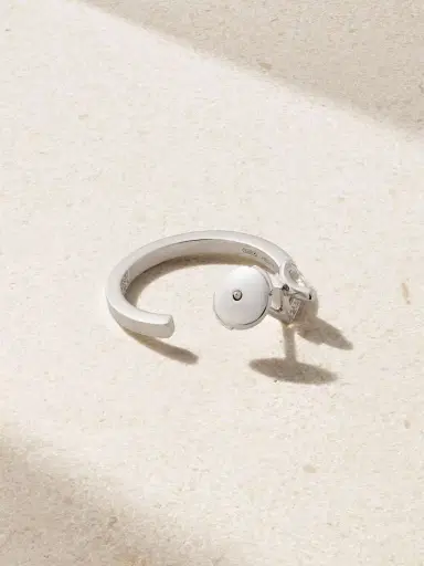 Repossi Serti Sur Vide 18-karat White Gold Diamond Single Hoop Earring | Thumbnail 3 Repossi Serti Sur Vide 18-karat White Gold Diamond Single Hoop Earring | Thumbnail 3