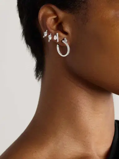 Repossi Serti Sur Vide 18-karat White Gold Diamond Single Hoop Earring | Thumbnail 4 Repossi Serti Sur Vide 18-karat White Gold Diamond Single Hoop Earring | Thumbnail 4