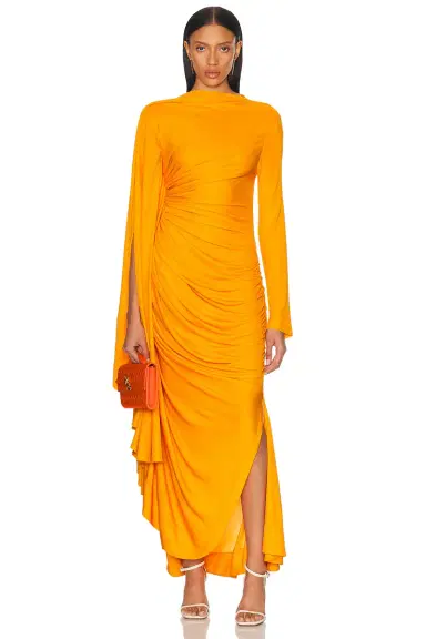 Bottega Veneta Ruched Long Dress | Thumbnail 1 Bottega Veneta Ruched Long Dress | Thumbnail 1