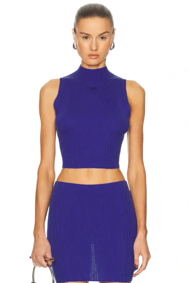 Courreges Mock Neck Light Rib Top