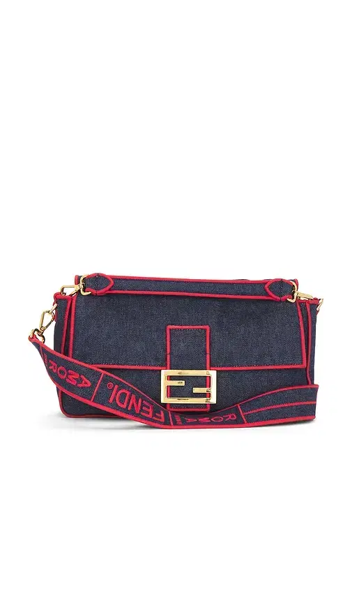 FWRD Renew Fendi Denim Baguette NM Shoulder Bag