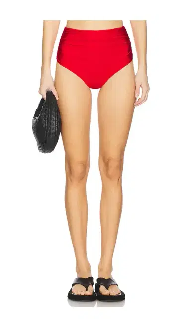 SIMKHAI Teya High Waisted Ruched Bikini Bottom | Thumbnail 1