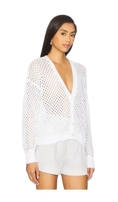 Autumn Cashmere Solid Mesh Cardigan | Thumbnail 2