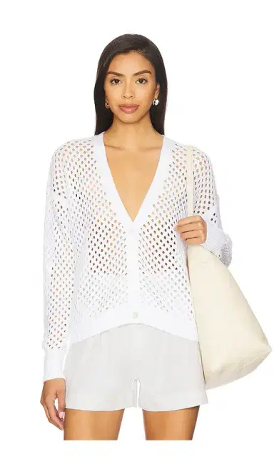 Autumn Cashmere Solid Mesh Cardigan | Thumbnail 1