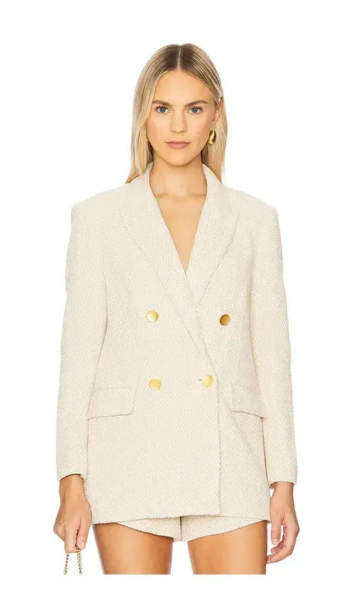 L'AGENCE Riva Knit Double Breasted Blazer