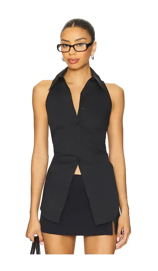 Loch Sleeveless Poplin Button Up