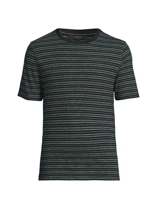 Vince Men's Stripe Loose Knit Crewneck T-Shirt