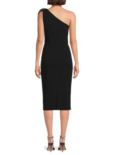 Aidan Mattox Women's Crepe Floral-Appliqué One-Shoulder Midi-Dress - Black | Thumbnail 5 Aidan Mattox Women's Crepe Floral-Appliqué One-Shoulder Midi-Dress - Black | Thumbnail 5