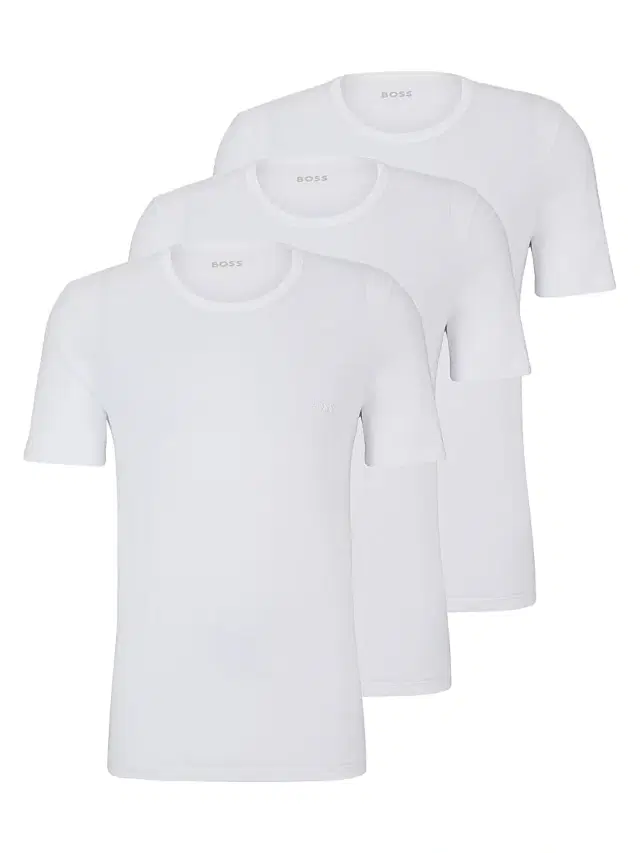 Men's Three-Pack of Logo-Embroidered T-Shirts in Cotton - White