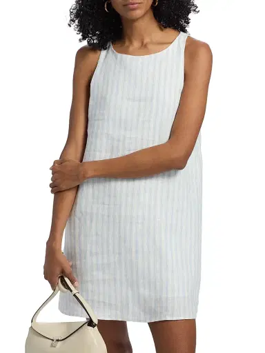 Reformation Women's Jessi Striped Linen Minidress - Swan Stripe - Size 12 | Thumbnail 3 Reformation Women's Jessi Striped Linen Minidress - Swan Stripe - Size 12 | Thumbnail 3