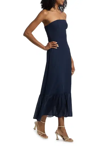 Reformation Women's Arta Strapless Midi-Dress - Navy | Thumbnail 4 Reformation Women's Arta Strapless Midi-Dress - Navy | Thumbnail 4