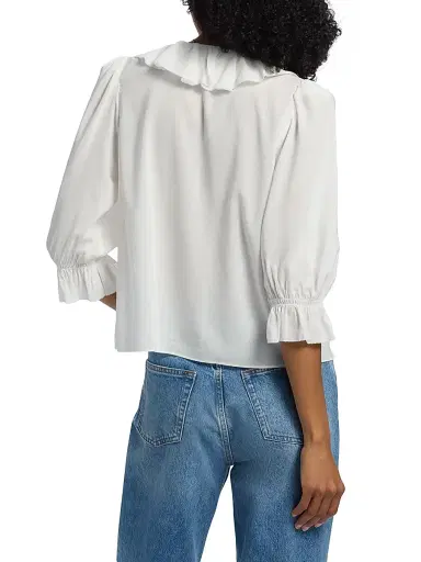 Reformation Women's Perry Ruffle-Trim Cotton-Blend Top - White - Size Medium | Thumbnail 5 Reformation Women's Perry Ruffle-Trim Cotton-Blend Top - White - Size Medium | Thumbnail 5