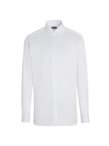 ZEGNA Men's Striped Cotton Shirt - White Blue | Thumbnail 1 ZEGNA Men's Striped Cotton Shirt - White Blue | Thumbnail 1