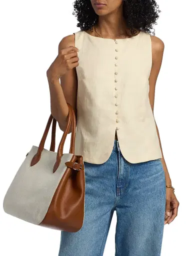 Reformation Women's Addison Linen Vest Top - Sugar | Thumbnail 3