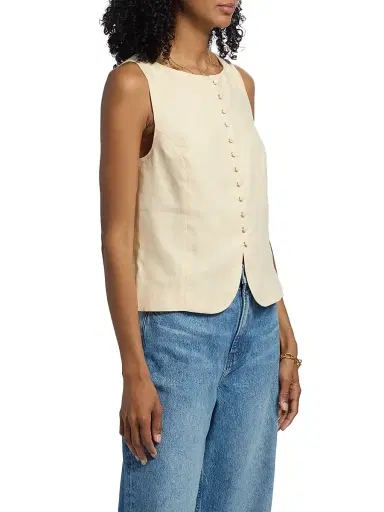 Reformation Women's Addison Linen Vest Top - Sugar | Thumbnail 4