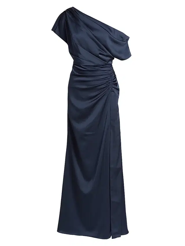 Theia Women's Kacey Ruched Asymmetrical Gown - Odyssey Grey
