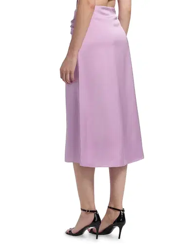 Et Ochs Women's Lain Ruched Satin Midi-Skirt - Lavender | Thumbnail 5