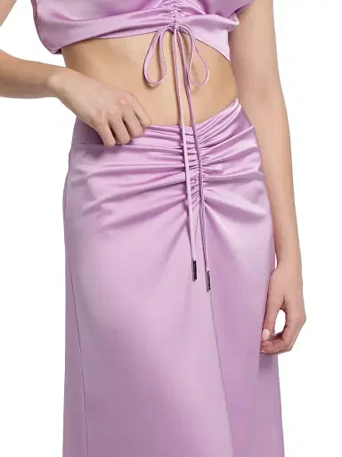 Et Ochs Women's Lain Ruched Satin Midi-Skirt - Lavender | Thumbnail 6