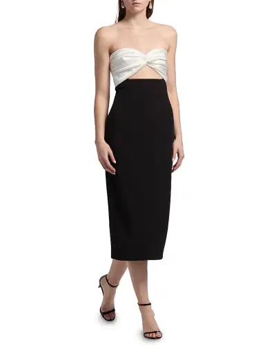 Et Ochs Women's Marlo Colorblocked Satin & Stretch Cady Strapless Cocktail Dress - Black | Thumbnail 2