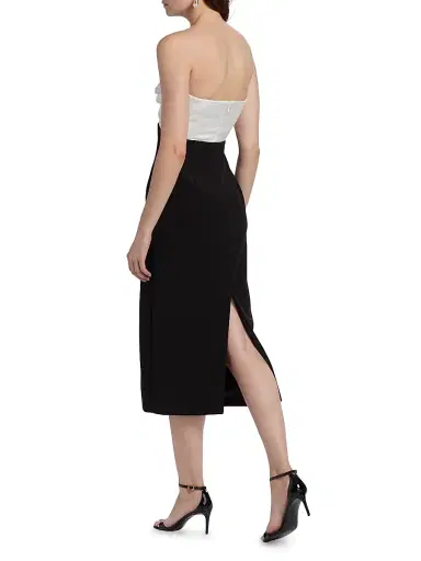 Et Ochs Women's Marlo Colorblocked Satin & Stretch Cady Strapless Cocktail Dress - Black | Thumbnail 5