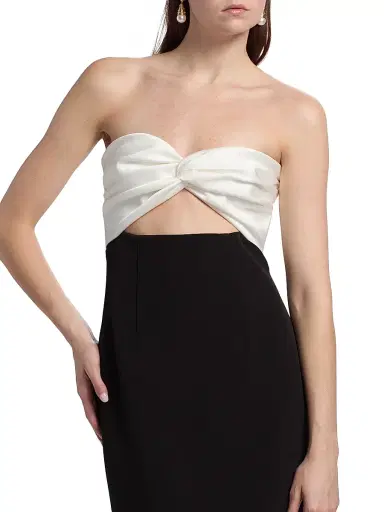 Et Ochs Women's Marlo Colorblocked Satin & Stretch Cady Strapless Cocktail Dress - Black | Thumbnail 6