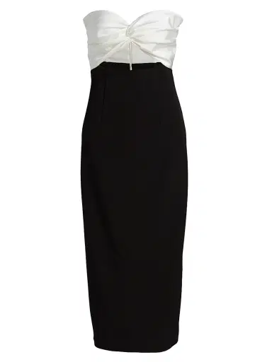 Et Ochs Women's Marlo Colorblocked Satin & Stretch Cady Strapless Cocktail Dress - Black | Thumbnail 1