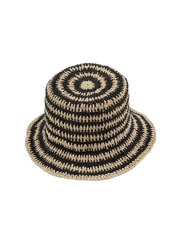 Women's Jonah Striped Crochet Bucket Hat - Natural Black